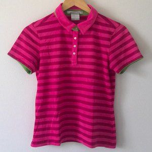 Nike Golf stripped polo, pink, size medium